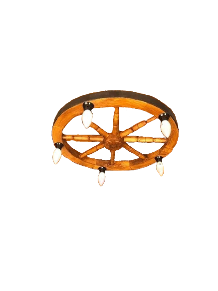 Lustra Rusticã din Lemn cu Roată și 5 Dulii E14 – Iluminat Interior Rustic [4]