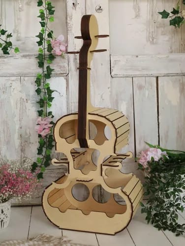 Suport Sticle Vin Vioară Wood Rustic Art - Design Elegant și Practic [2]
