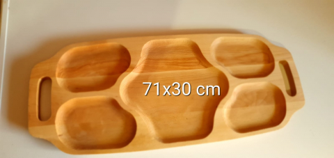 latou din Lemn cu 5 Compartimente și Mânere din Fag Aburit - Dimensiune 71x30 cm [2]