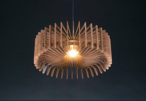 decoratiuni - Candelabru din Lemn în Stil Scandinavian – Plafonieră Modernă Suspendată pentru Iluminat Interior Elegant