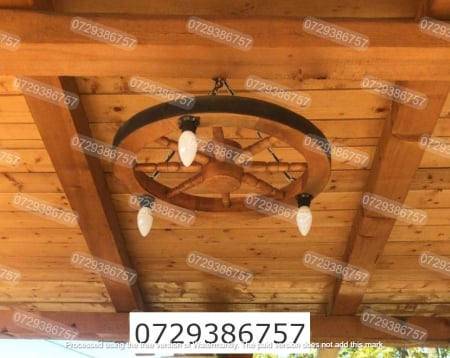 Produse - Candelabru rustic 50 cm cu 3 dulii e14 Stejar