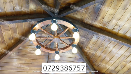 Candelabru rustic 58 cm cu 6 dulii e27  Nuc [1]