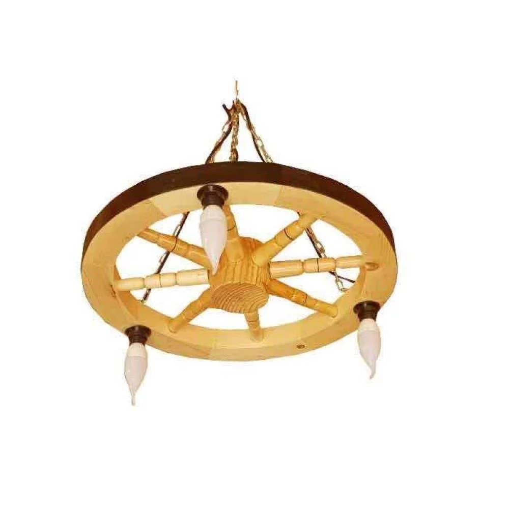 Produse - Lustra rustica din lemn 50 cm 3 dulii e14