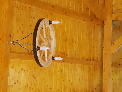 Produse - Lustra rustica din lemn 50 cm 3 dulii e14