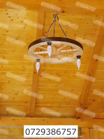 Lustra rustica din lemn 50 cm 3 dulii e14 [2]