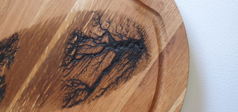 Platou Rotund din Stejar cu Mânere din Fier Forjat și Fulgere Lichtenberg - 40 cm [2]