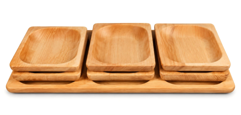 Set Platou din Lemn de Fag cu 6 Farfurii | E-Rustic.ro [1]