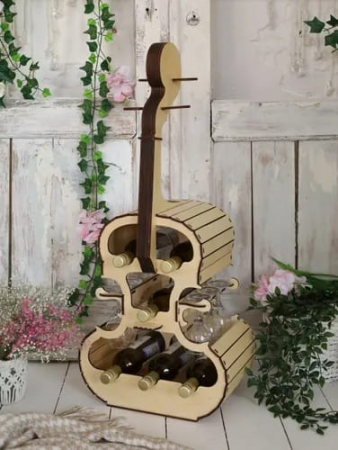 Suporti Sticle - Suport Sticle Vin Vioară Wood Rustic Art - Design Elegant și Practic