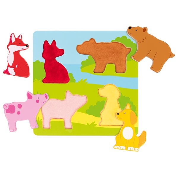 Puzzle cu texturi animale - Set tactil si indemanare pentru bebelusi [3]