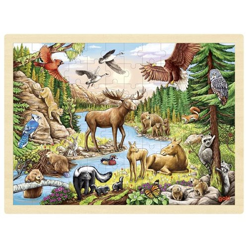 Puzzle din lemn cu rama - Fauna Nord Americana, 96 piese [1]