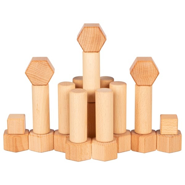 Set constructie piese forme geometrice din lemn de alun - Goki Nature [1]