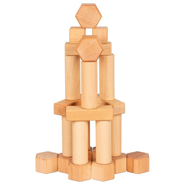Set constructie piese forme geometrice din lemn de alun - Goki Nature [3]