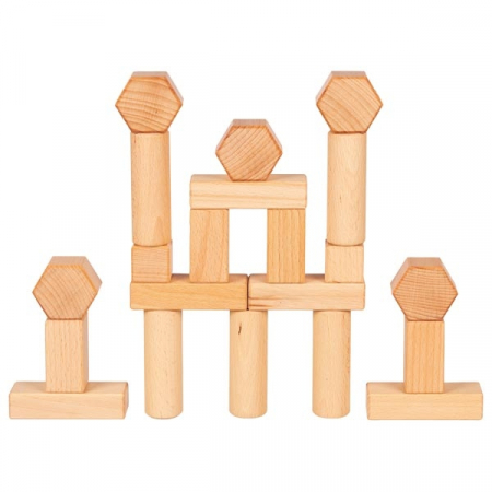 Set constructie piese forme geometrice din lemn de alun - Goki Nature [1]