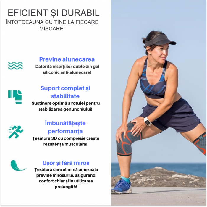 Genunchieră de Compresie Sportivă - Stabilitate și Protecție Anti-Alunecare [2]