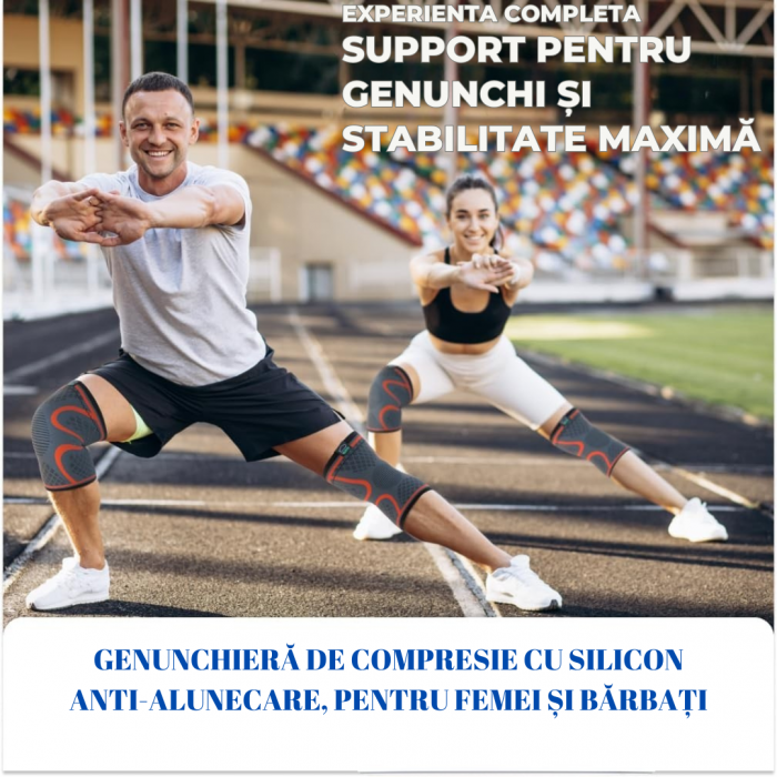 Genunchieră de Compresie Sportivă - Stabilitate și Protecție Anti-Alunecare [3]