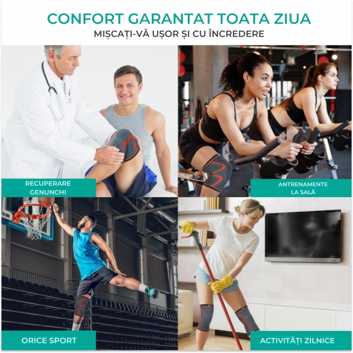 Genunchieră de Compresie Sportivă - Stabilitate și Protecție Anti-Alunecare [4]