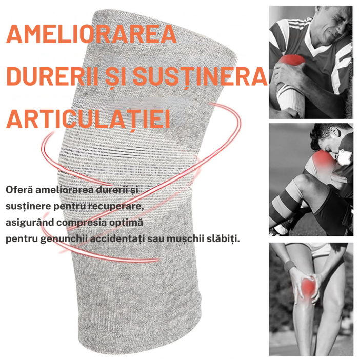 Genunchieră Sportivă din Fibră de Cărbune de Bambus, Compresie și Susținere pentru Genunchi [5]