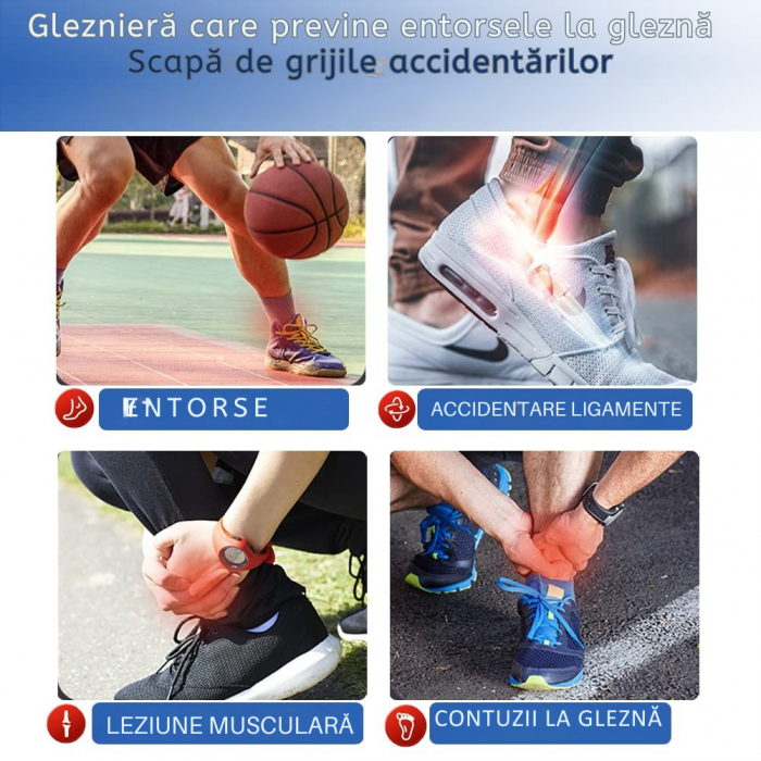 Gleznieră Compresivă cu Ioni de Cupru, 1 Bucată, Susținere și Protecție pentru Glezna, Anti-Alunecare, Unisex [3]