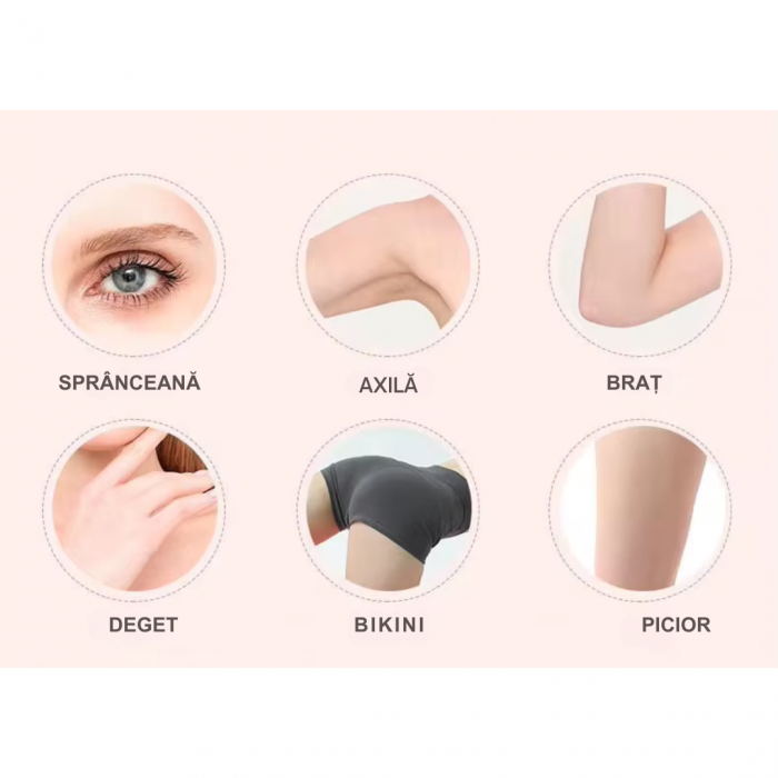 Set Epilator Facial și pentru Sprâncene – Epilare Fără Durere, USB Reîncărcabil, Portabil [3]