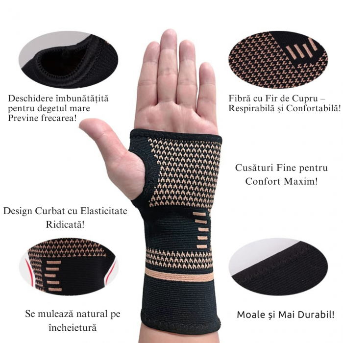Mănușă de Compresie cu Fir de Cupru – Reducerea Durerii și Susținere Articulară [8]