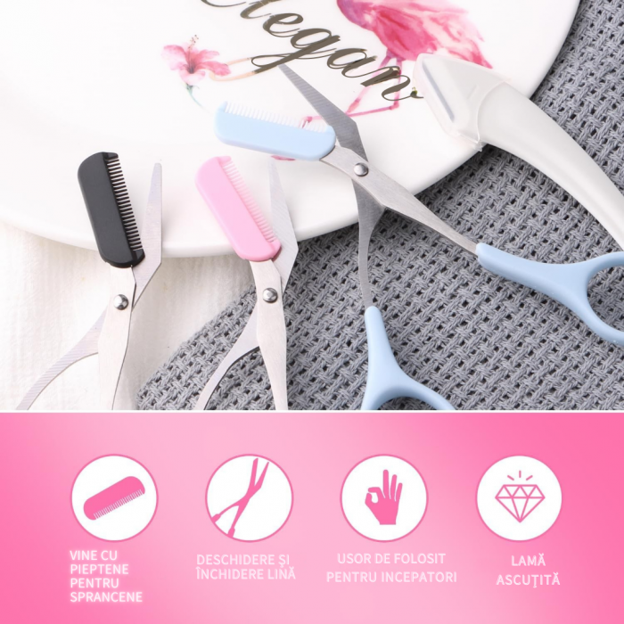 **Trimmer Multifuncțional pentru Sprâncene – Foarfecă cu Pieptene Integrat, Tundere și Conturare Precisă** [2]