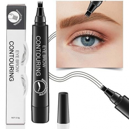 Îngrijire personală & Styling - Creion Microblading pentru Sprâncene cu 4 Vârfuri Precise, Rezistent la Apă, pentru Contur Natural și Definire Perfectă – Disponibil în Diverse Nuanțe
