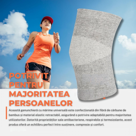 Genunchieră Sportivă din Fibră de Cărbune de Bambus, Compresie și Susținere pentru Genunchi [7]