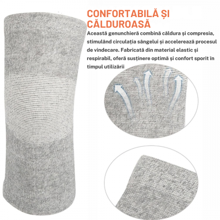 Protecție și Susținere Articulară - Genunchieră Sportivă din Fibră de Cărbune de Bambus, Compresie și Susținere pentru Genunchi