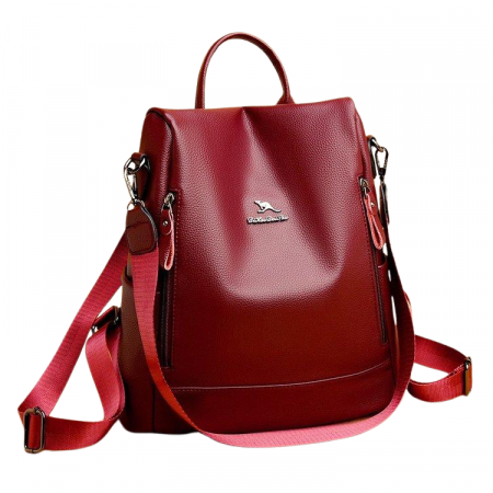 Genți și rucsacuri - Geantă de Umăr Tip Rucsac - Vișiniu Elegant, Piele Ecologică, Femei