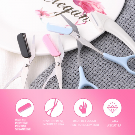 **Trimmer Multifuncțional pentru Sprâncene – Foarfecă cu Pieptene Integrat, Tundere și Conturare Precisă** [1]