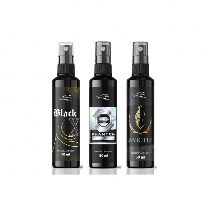 Pachet 3 Odorizante Auto 50ml – Invictus, Phantom, Black X – Parfumuri Auto de Lux [1]