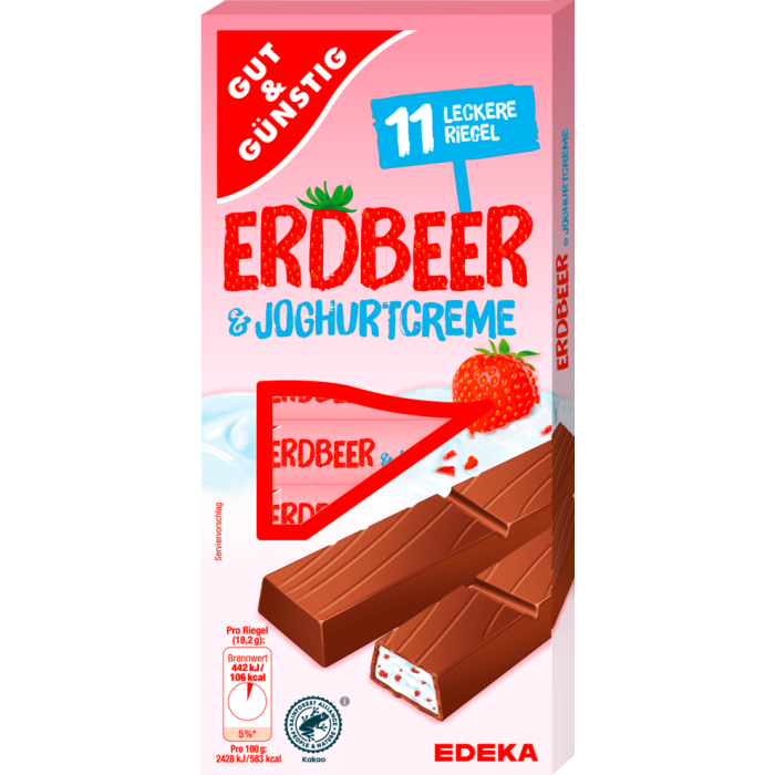 Ciocolata riegel joghurt erdbeer Gut&Günstig, 11 batoane, 200g [1]
