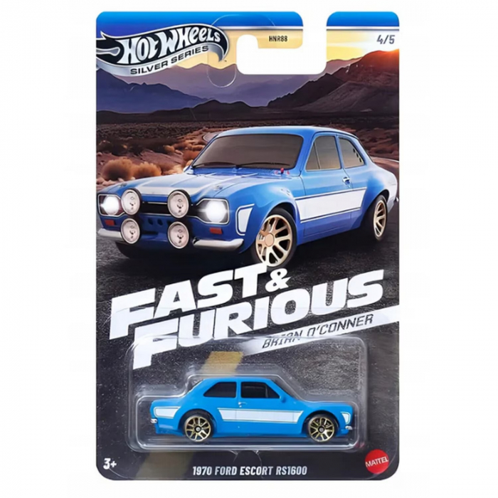 Set 5 Masinute metalice Hot Wheels Silver Series, Fast and Furious Brian O'Conner, Toyota Supra, Mitsubishi Eclipse, Nissan Skyline GT-R, Ford, 1:64, Multicolor [11]