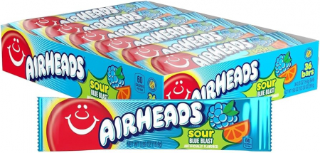 Airheads Sour Blast - caramea cu aromă de zmeură albastră și portocală USA, 15.6g [1]