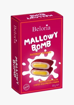 SWEET SNACKS - Beloria Mallowy Bomb Rasberry & Mango, 60gr
