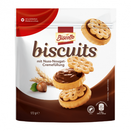 TOATE PRODUSELE - BISCOTTO Biscuiti cu crema de ciocolata si alune, 172 gr