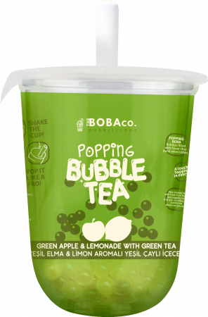 TOATE PRODUSELE - Boba Co Popping Bubble Tea, Green Apple & Lemon with green tea, 330 ml