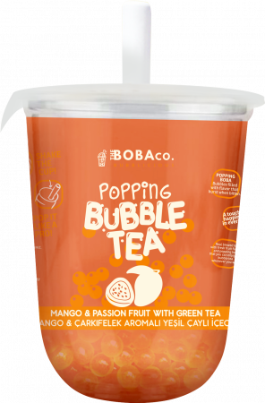 TOATE PRODUSELE - Boba Co Popping Bubble Tea, Mango & Passion Fruit with green tea, 330 ml