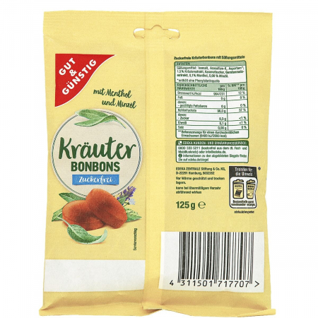Bomboane fara zahar Krauter,menta si plante, 125 g [2]