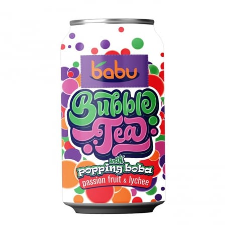 TOATE PRODUSELE - Bubble Tea Passion Fruit and Lychee Babu 315 ml, doză SGR