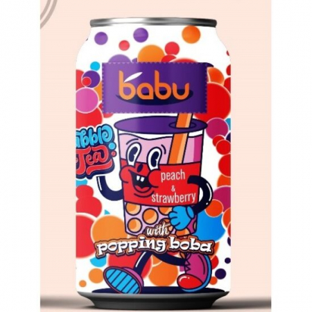 Bubble Tea peach & strawberry Babu 315 ml, doză SGR [1]