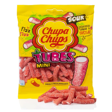 Chupa Chups Tubes mini, jeleuri cu aroma de capsunei, Spania, 150 g [1]