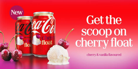 Coca Cola Cherry Float, gust de inghetata de vanilie si cirese, UK, 330 ml [2]