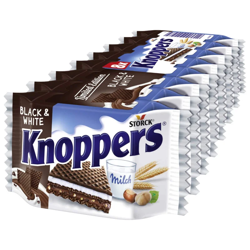NAPOLITANE SI BATOANE - Napolitane Knoppers Black White 8 buc, 200 GR