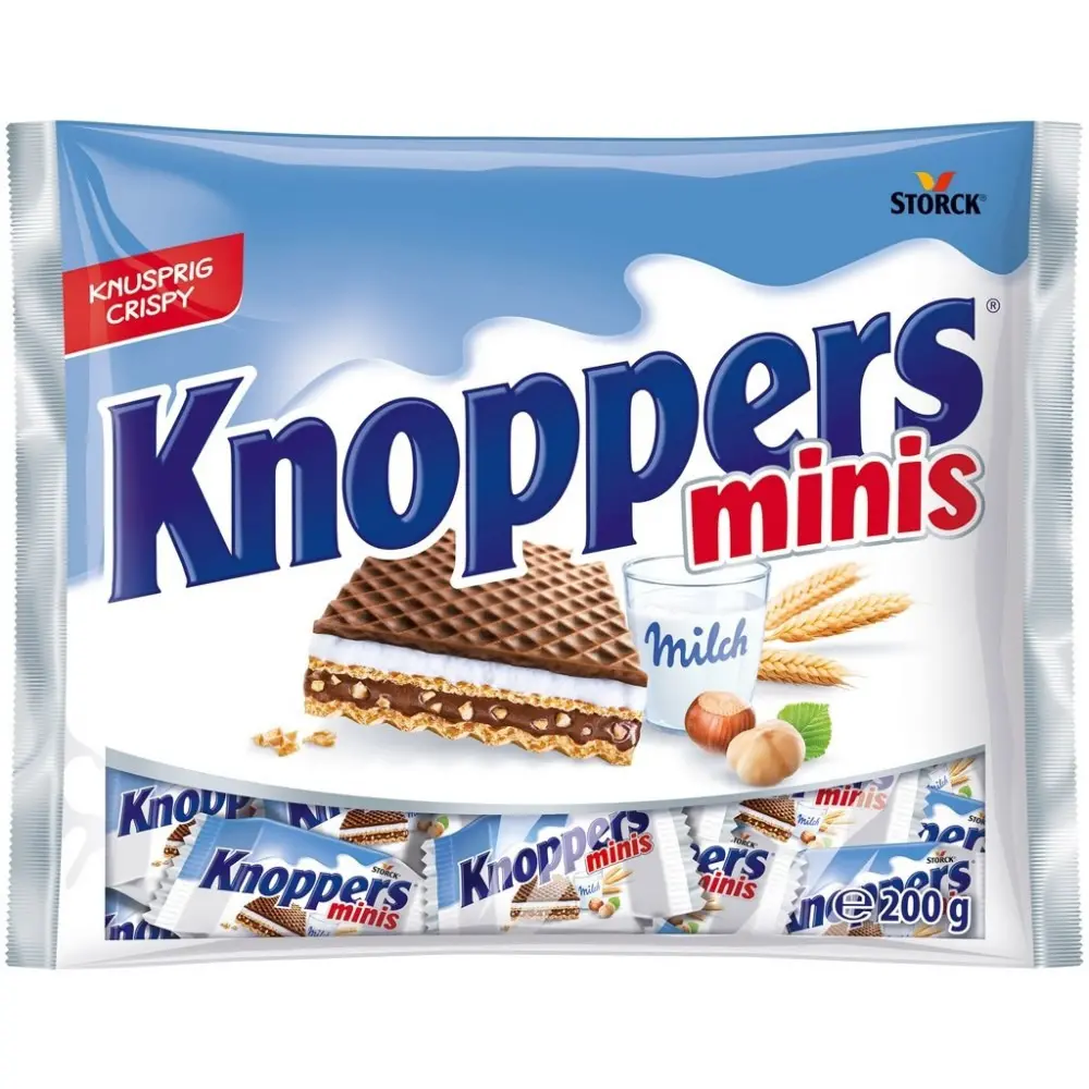 NAPOLITANE SI BATOANE - Napolitane Knoppers minis umplute cu crema de lapte, 200 g
