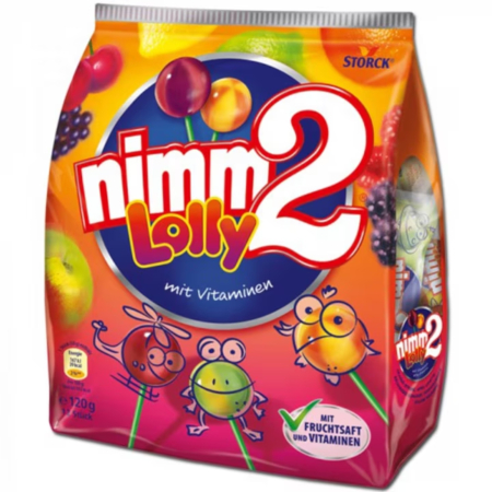BOMBOANE SI JELEURI - NIMM2 LOLLY ACADELE CU GUST DE FRUCTE SI VITAMINE, 12 buc, 120 g