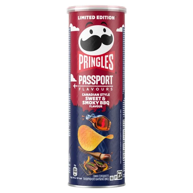 SNACKS-URI - Pringles passport, Chipsuri cu gust de sos barbecue cu sirop artar, editie limitata,165 g