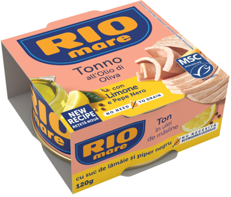 ALIMENTE - Rio Mare Ton in ulei de masline cu lamai si piper negru, 120 g