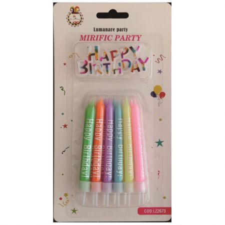 TOATE PRODUSELE - Set 12 lumanari colorate, Happy Birthday