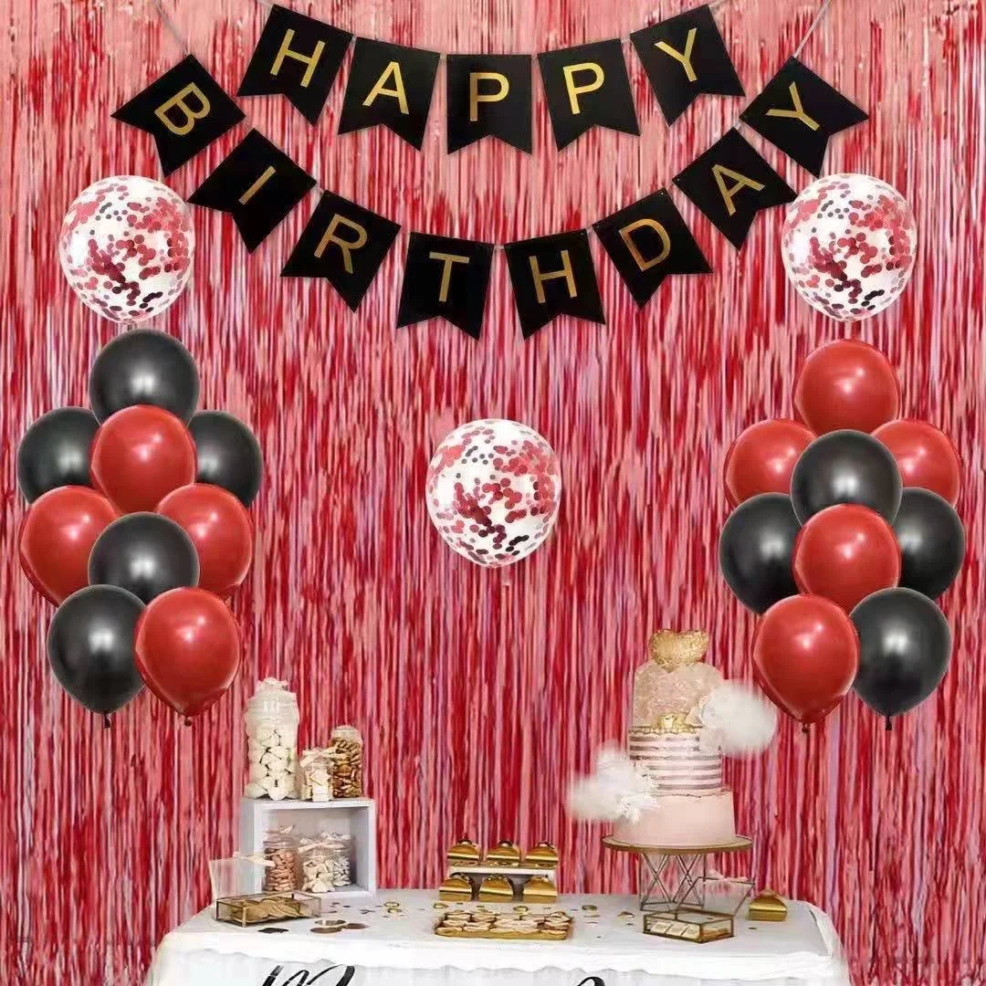 TOATE PRODUSELE - Set 25 piese aniversare, Happy Birthday, Rosu Negru